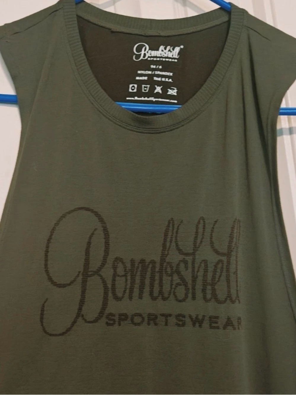 Bombshell Sportswear Olive Muscle Tank with Logo! Limited Edition, Size XS/S